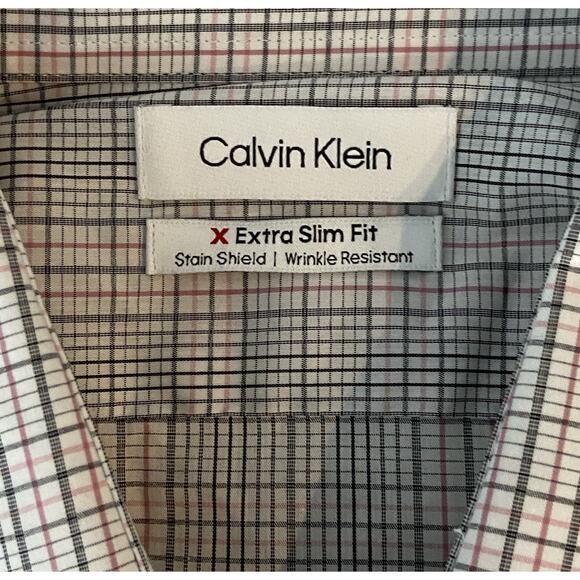 Calvin Klein Men's XL Stain Shield Extra Slim Fit Long Sleeve Shirt Plaid NEW - Picture 9 of 14